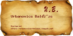 Urbanovics Balázs névjegykártya